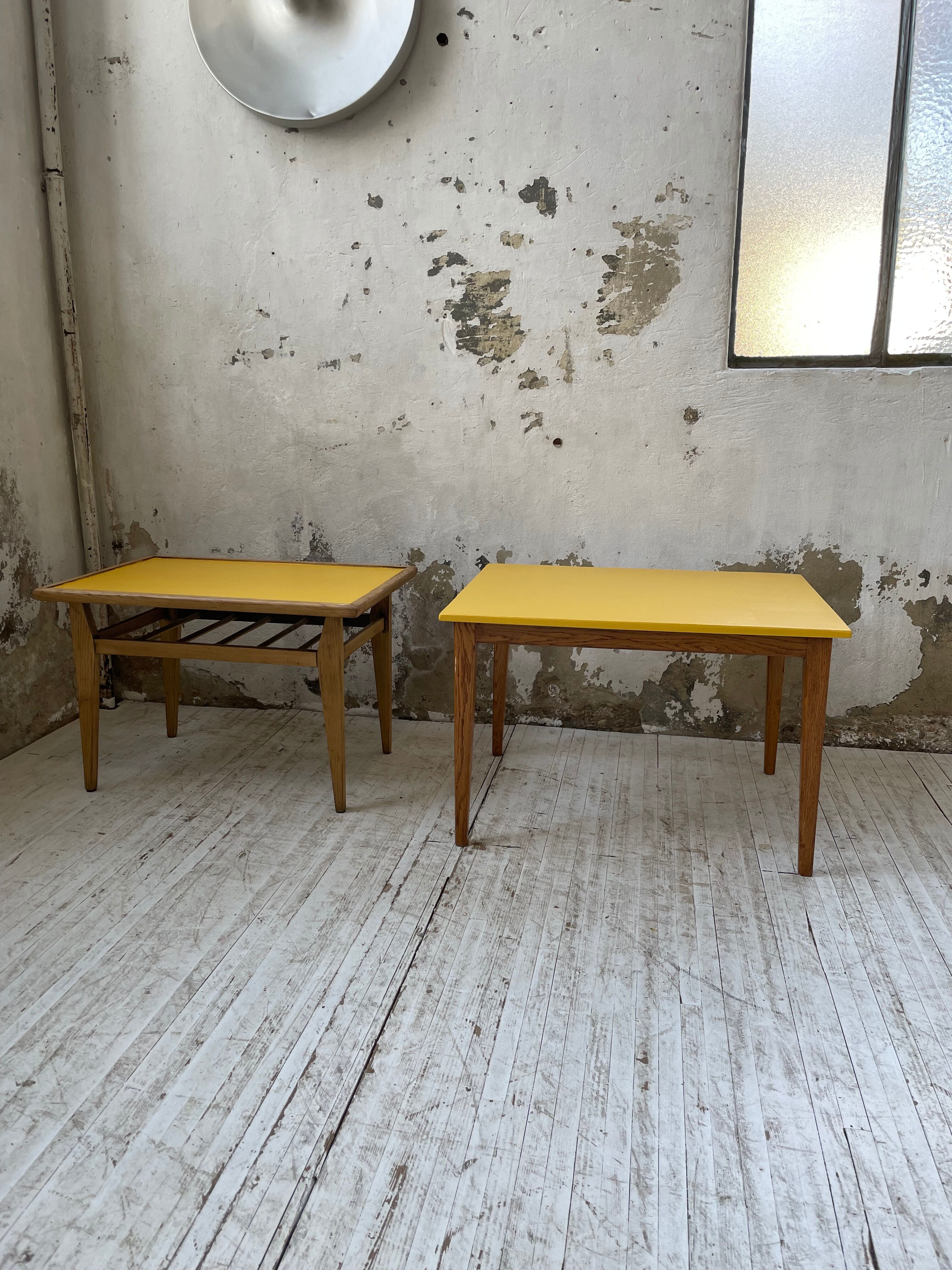 Duo de tables basses bois jaune