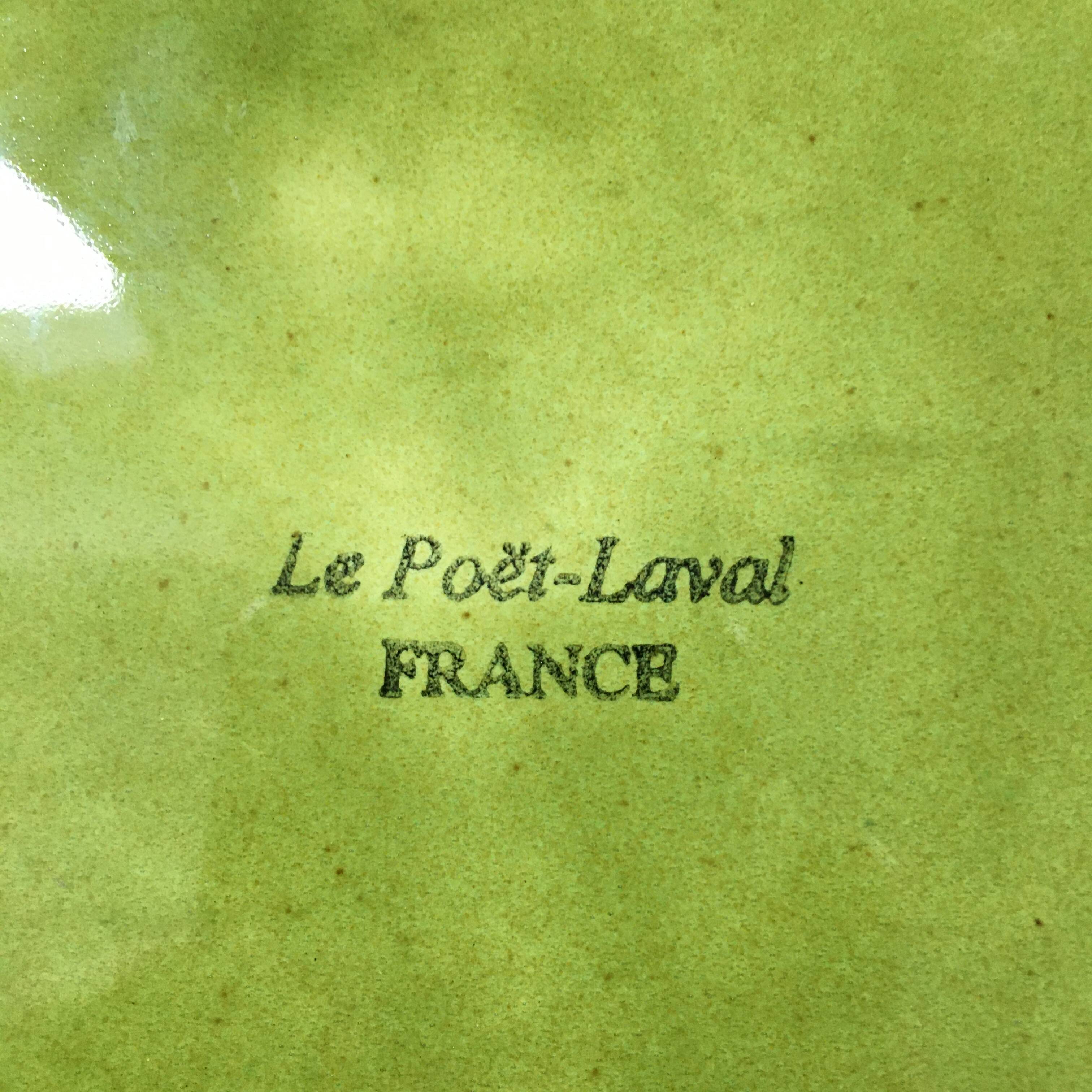 Large olive green Provençal teapot