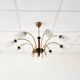 Lustre vintage en laiton et bois