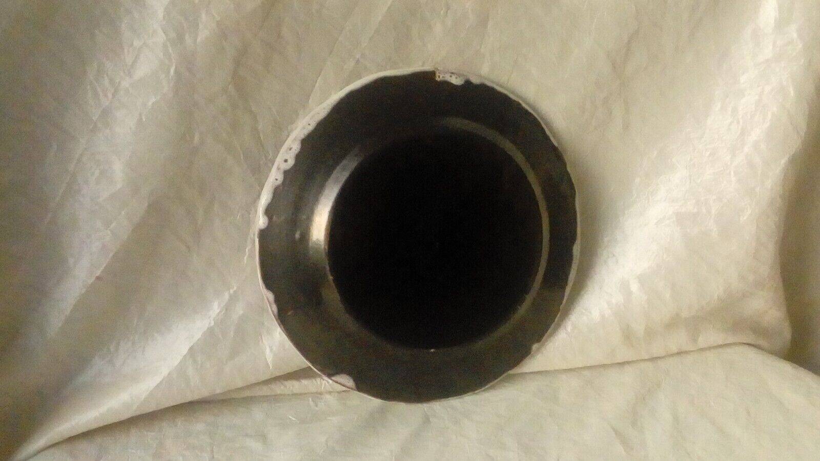 Earthenware plate from forges leseaux cul noir sponge decoration late 19th century