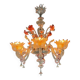 Venetian chandelier in colorless and pink Murano glass, 6 light arms circa 1940