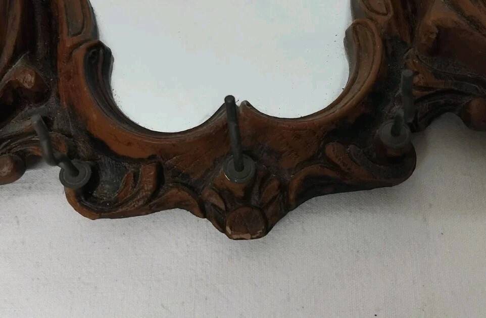 Antique Vintage Wall Mirror with Storage Faux Wood