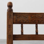 19th Century Spanish Hand-Carved oak Side Chair with Velour Seat