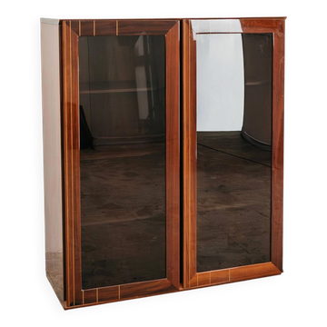 Vitrine en palissandre monumentale en bois zèbre laqué des années 50