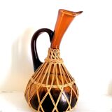 Glass and wicker decanter 1970