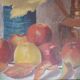 Tableau peinture nature morte signee R.S