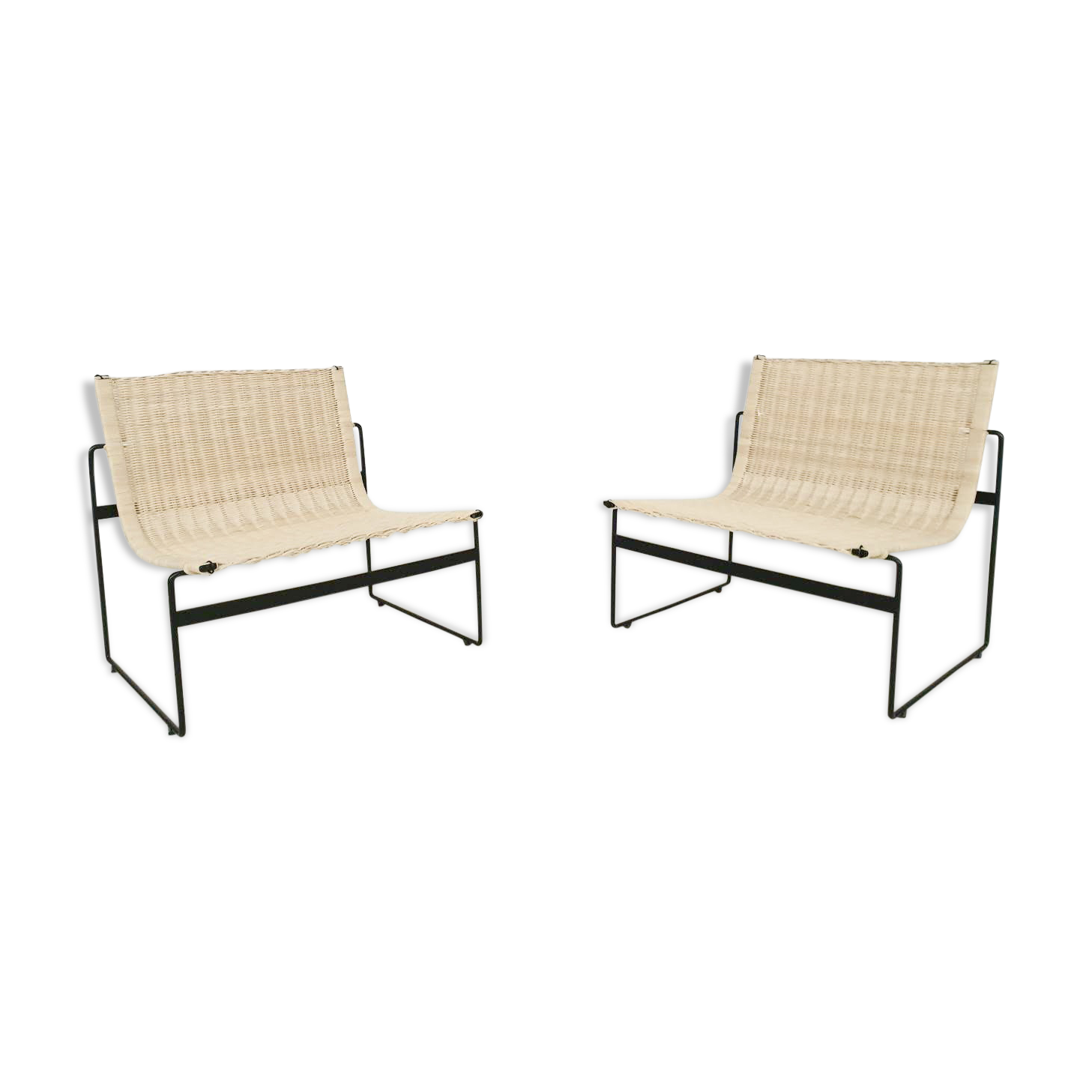 Chauffeuses en rotin de Gregorio Vicente Cortes et Luis Onsurbe pour Metz and Co, design néerlandais 1961