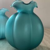 Pair of vintage vases in turquoise glass paste