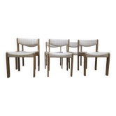 6 wooden and fabric chairs, 1970