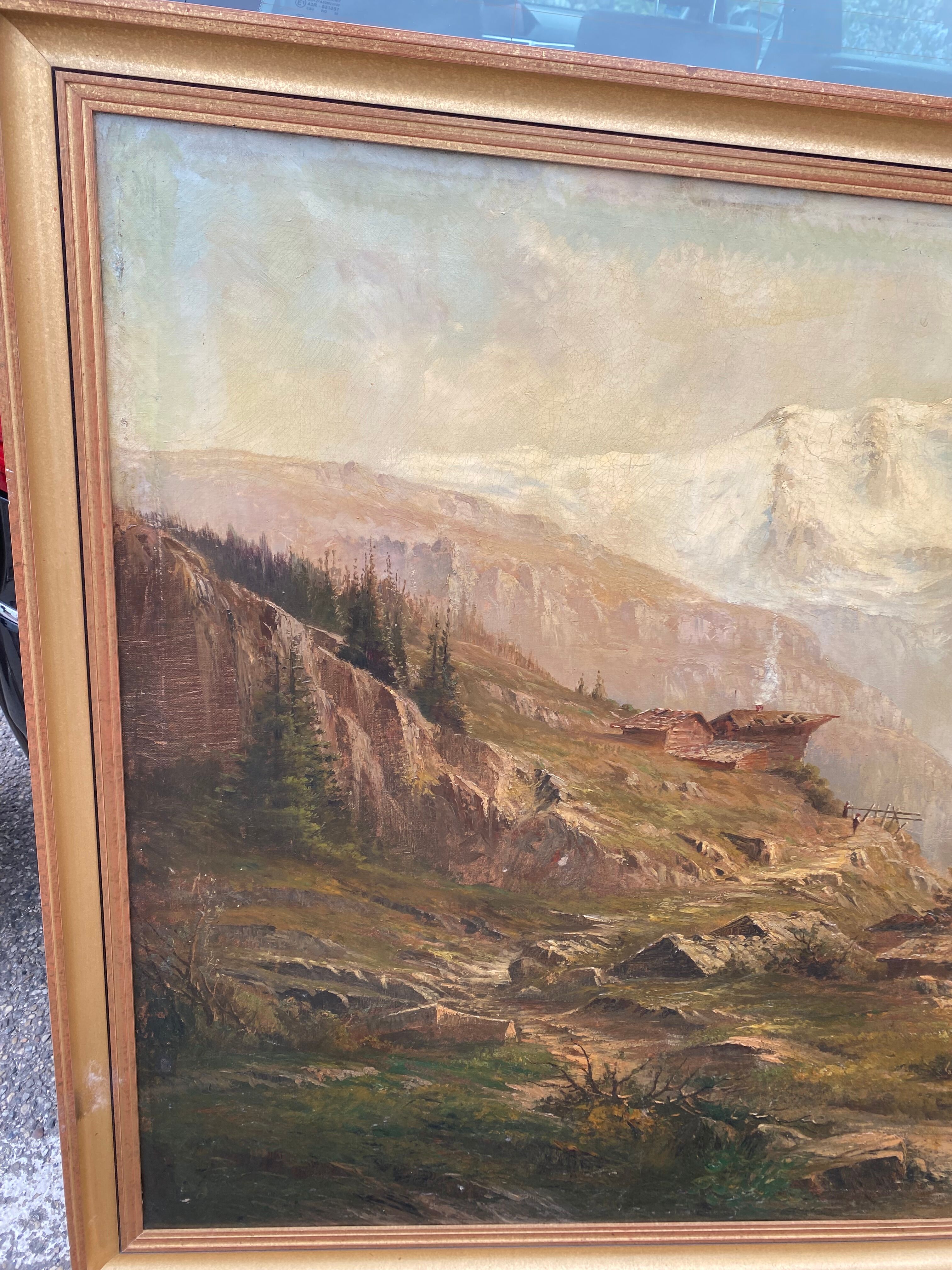 Oil on canvas "mountain landscape" signed L. Reignier 1888