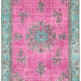 Handmade hi-low pile turkish 1980s 163 cm x 262 cm multicolor rug