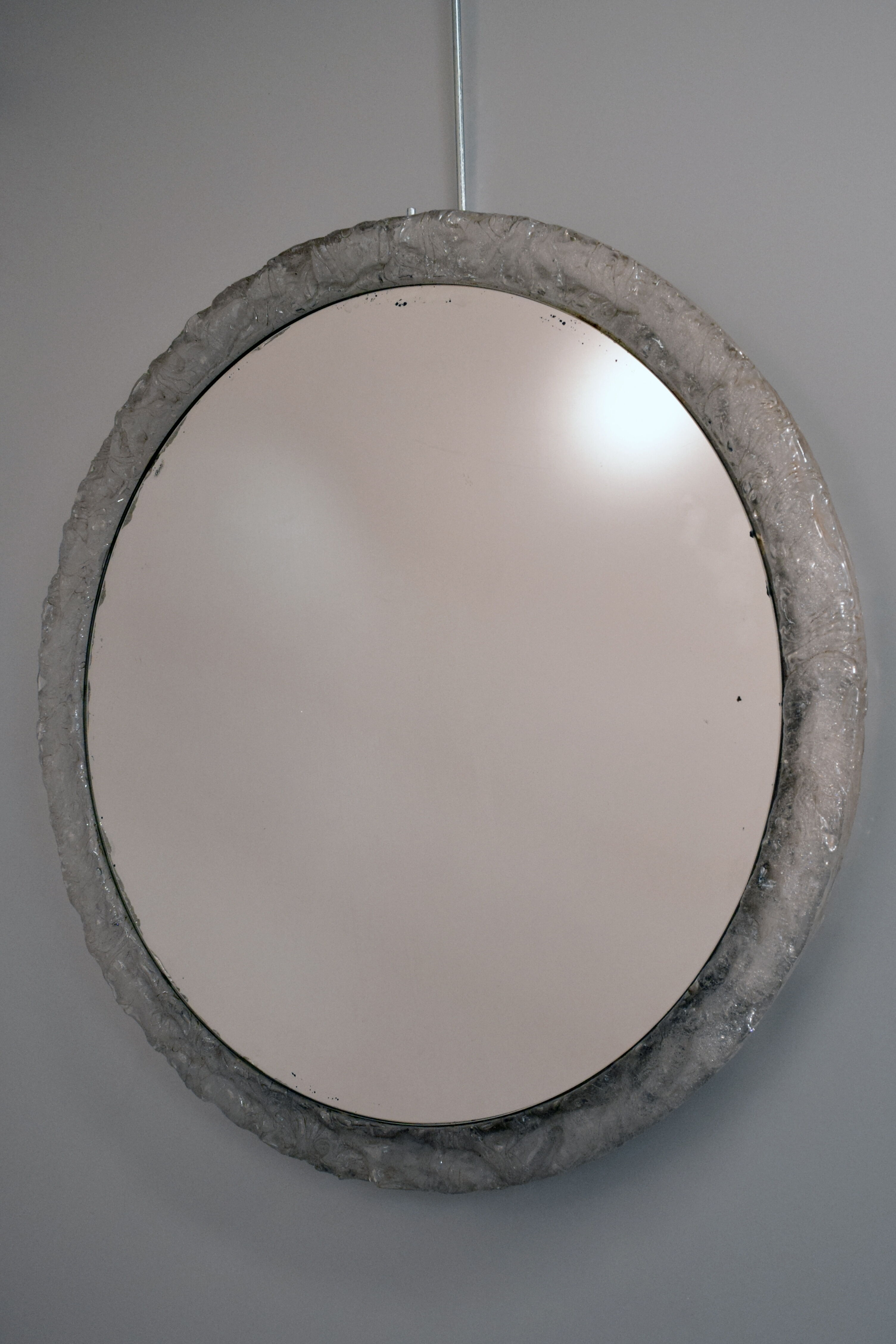 1960 lucite resin round mirror, by ED, 60 cm