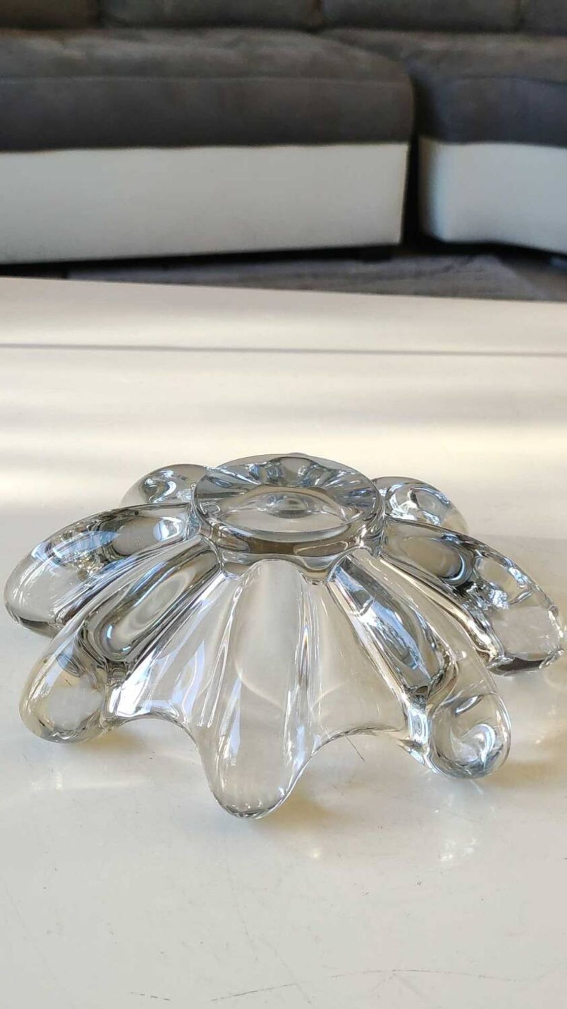 Large pocket organic floral shape/Corolla/Starry. Art Vannes France unsigned. Crystal.
