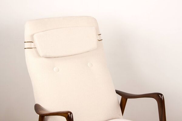 Grand Fauteuil Scandinave en Teck avec Ottomans par Folke Ohlsson pour Westnofa 1960.