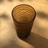 Frosted glass vase with amber scrolls