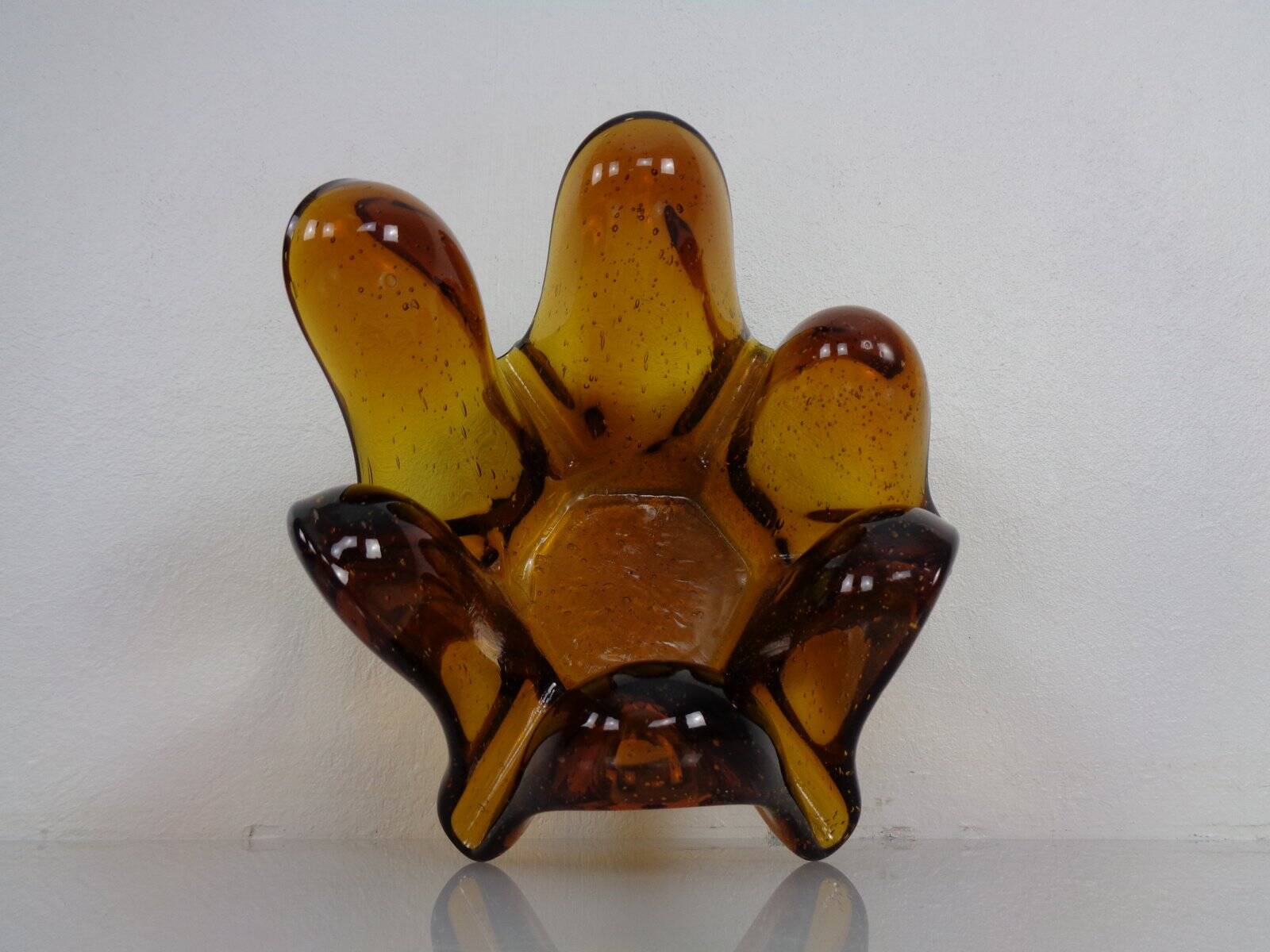 Large Murano amber glass bowl, Italy, 1960s