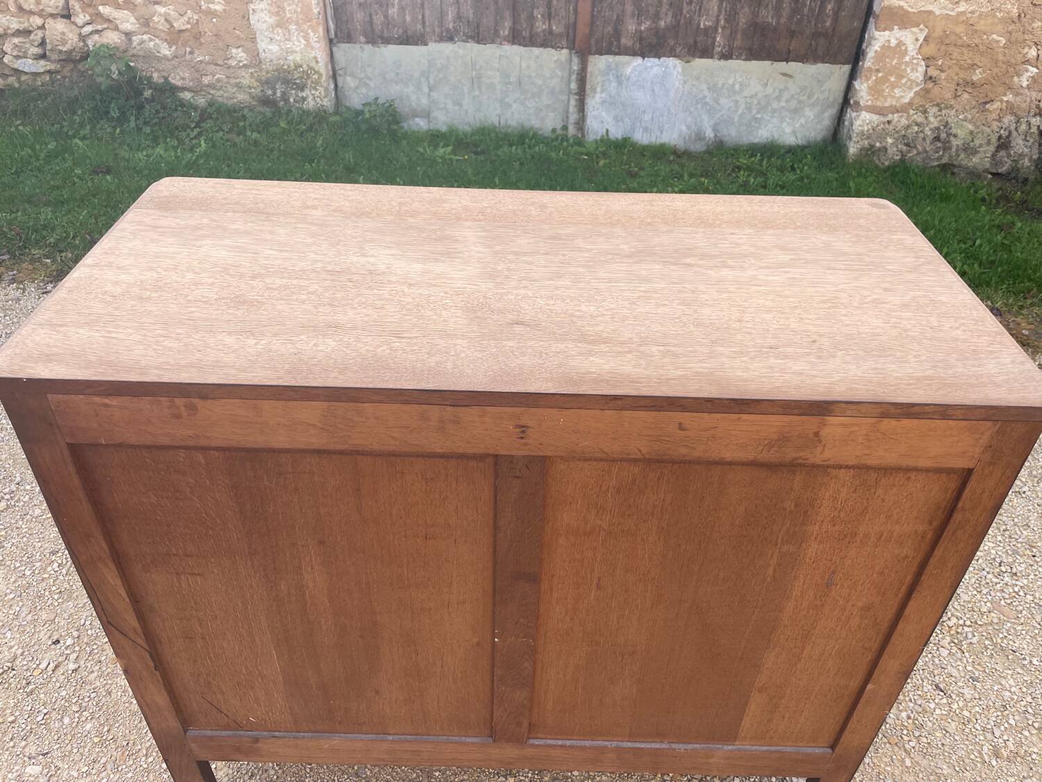Large stripped oak chest of drawers