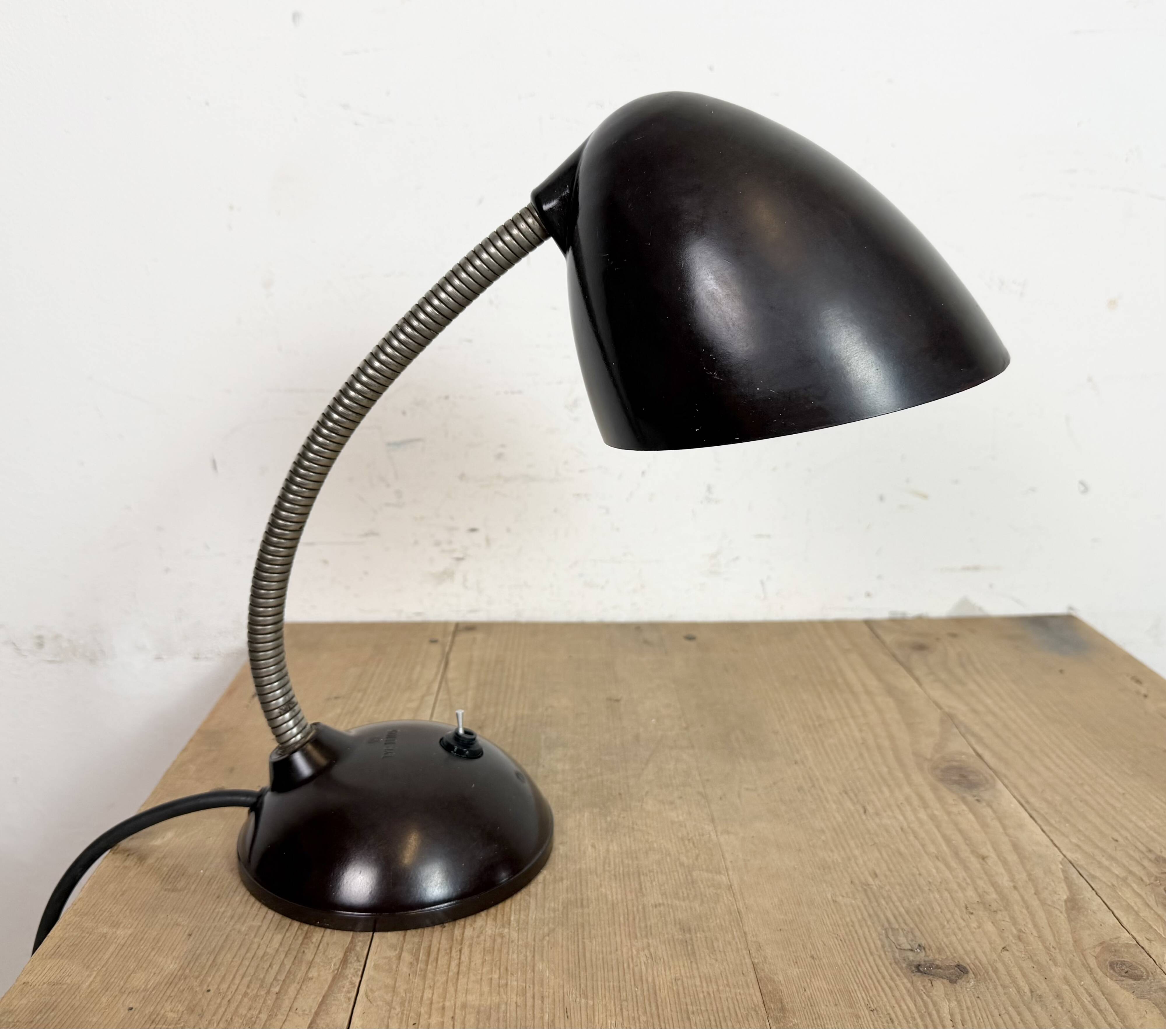 Vintage Brown Bakelite Gooseneck Table Lamp, 1950s