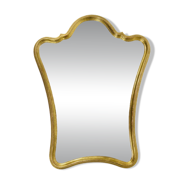 Curved wall mirror in gilded wood Chelini Firenze, mid-century, Italy, 1950s.