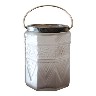 Pressed glass jar molded Etaleune Paris