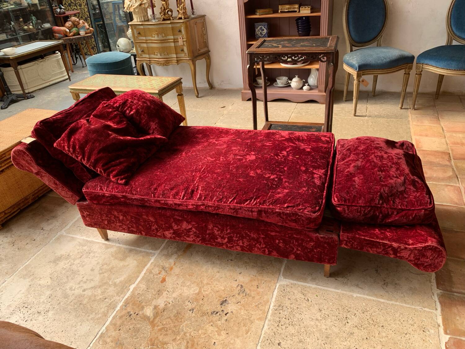 Red velvet daybed