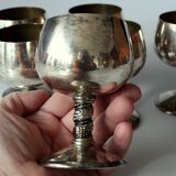 6 Art Deco wine or sherry glasses made of electro silver plated brass