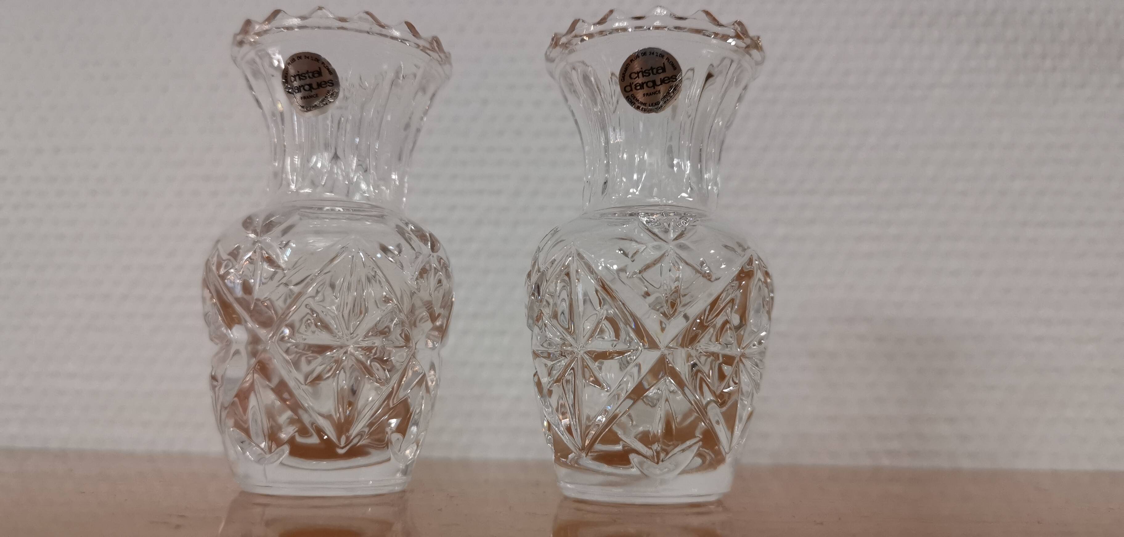 2 bougeoirs en en cristal d'Arques