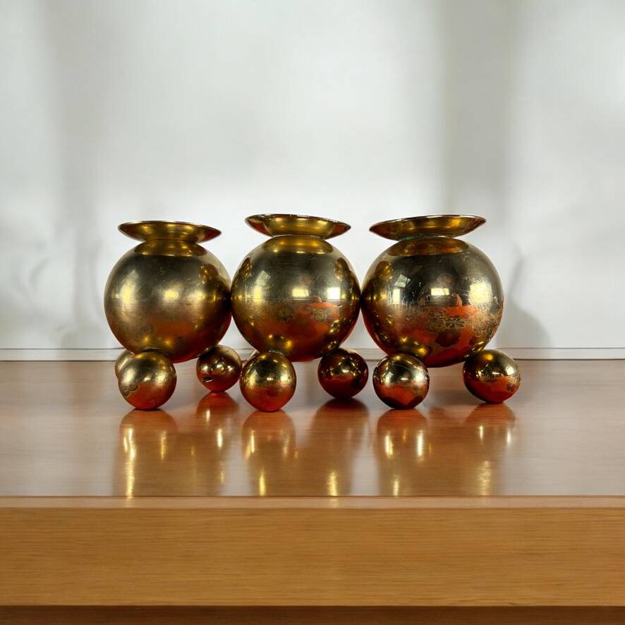 Vintage brass candlesticks Gusum Sweden 1980 x3