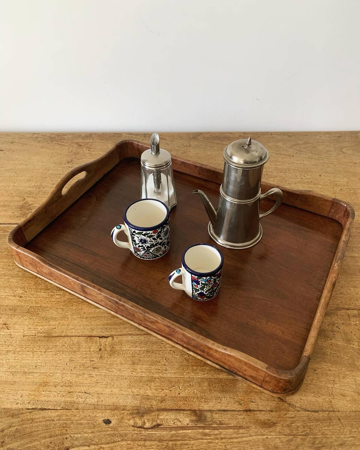 Old large wooden tray