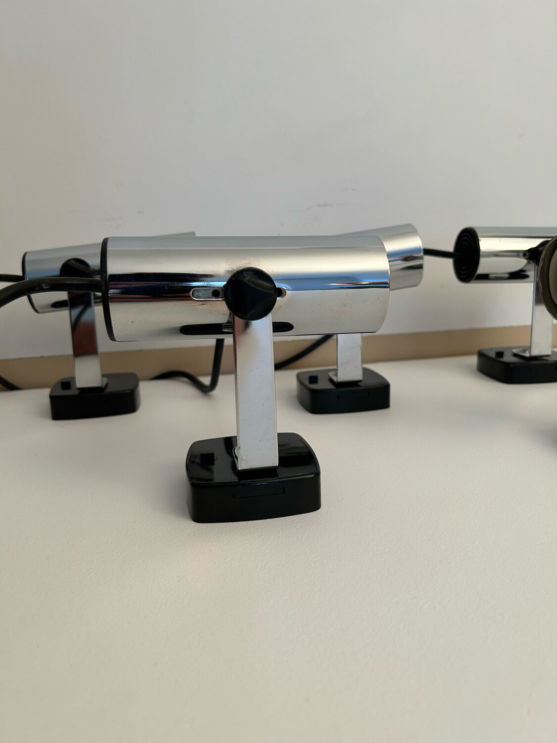 Set de 5 appliques vintage orientable chromée, Italie 1970