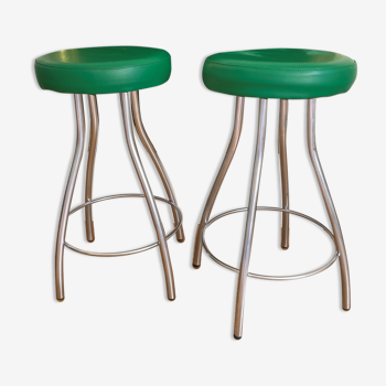 Pair of vintage imitation leather stools