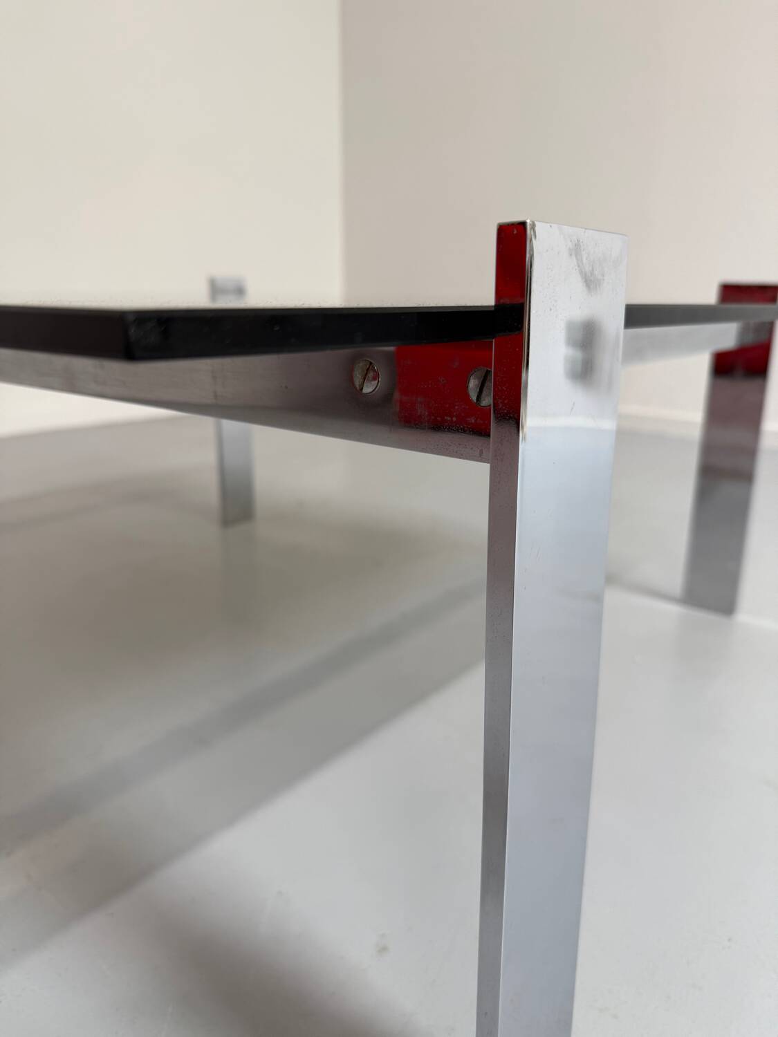 Smoked glass and chrome steel coffee table, Italian design from the 70s