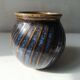 pot en gres ceramique emailler bleu dorer