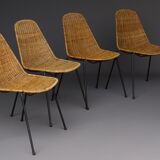 Mid-Century Wicker Chairs by Gian Franco Legler, 1950s. Set of 4