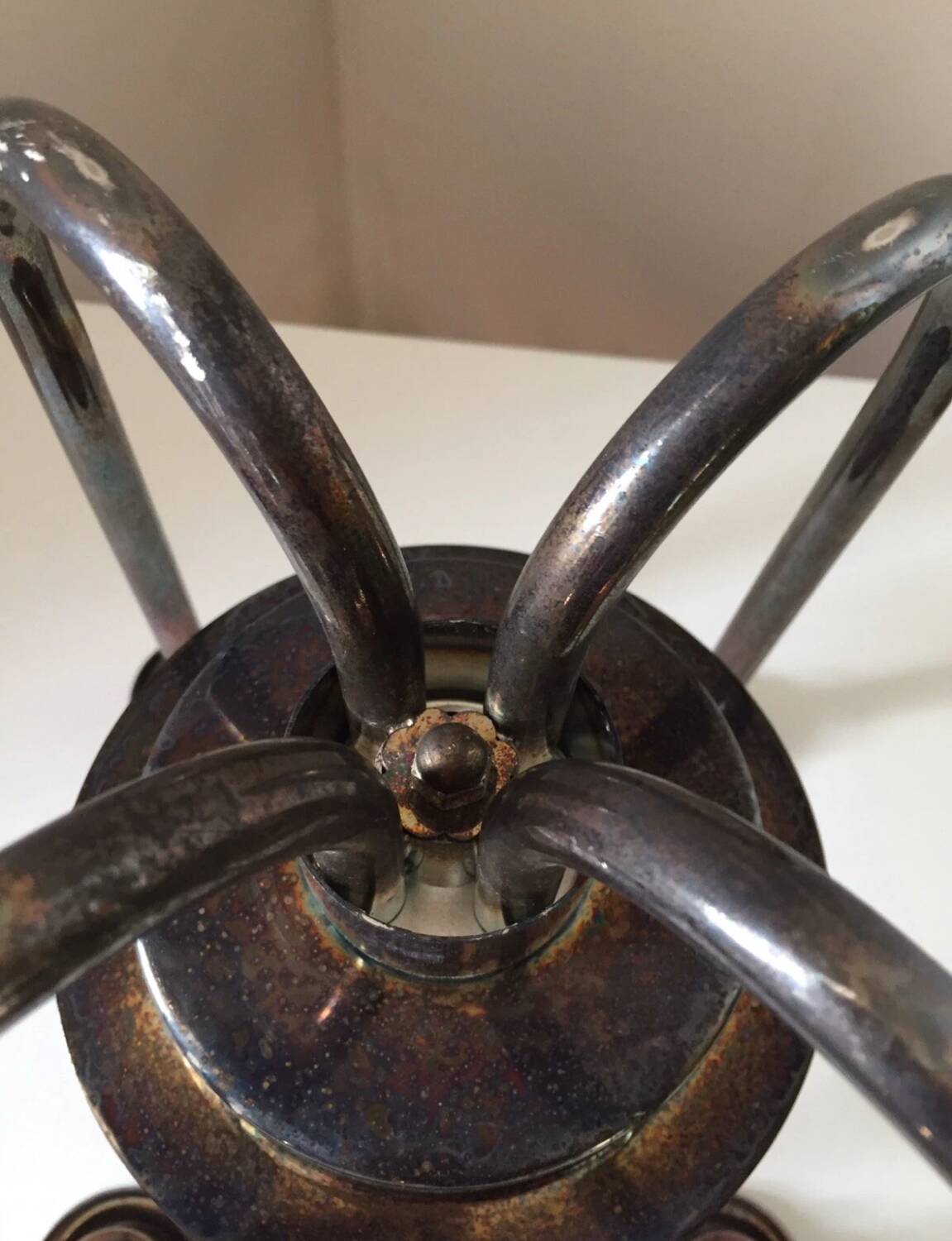 Large Swedish Silver-Plated Metal Candlestick, Modernist Vintage