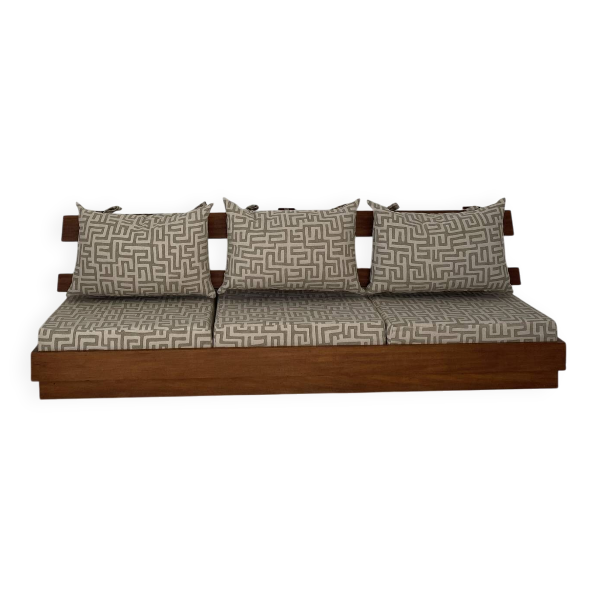 1970s wooden wall bench