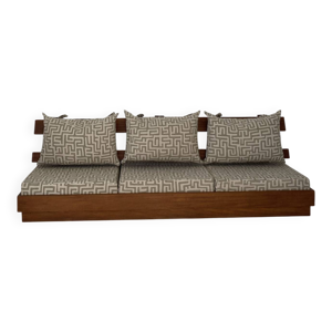 Banquette murale en bois - 1970