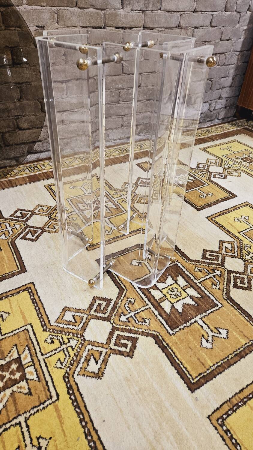 Table de salle à manger plexi verre fumé 1970 vintage