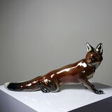 Large ceramic fox from St Clément, after Kraner, 1930s-50s.