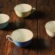 4 Céranord colored and gilded coffee cups