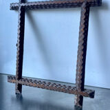 Antique wooden hand carved zigzag pattern frame 28.5 cm x 25 cm