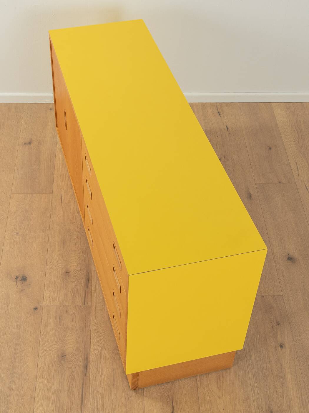 Sideboard by Poul Hundevad, 1960s, oak veneer, yellow Resopal