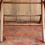 Folding serving table, turned wood