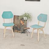 Set of 2 Czechoslovak chairs TON Bystrice Thonet White and Blue