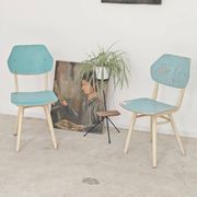 Set of 2 Czechoslovak chairs TON Bystrice Thonet White and Blue