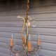 Old 4-light cage chandelier with crystal pendants