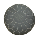 Moroccan pouf in grey leather