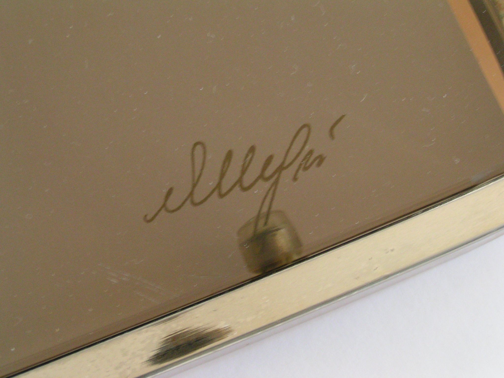 Service on wheels in gold brass and sunglasses - signed
