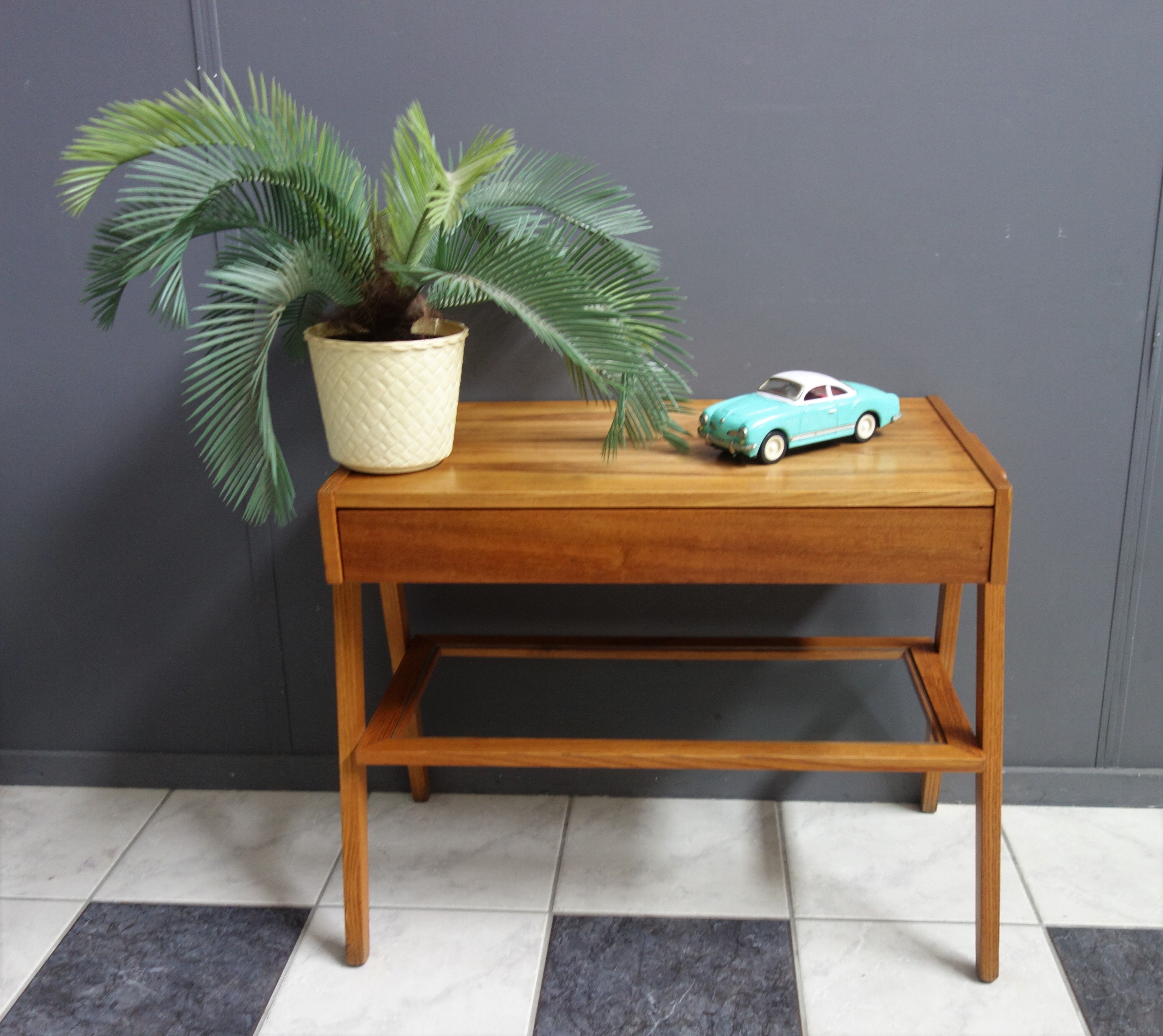 TV table with drawer and Glas tray 1970s Lanakroun Czech