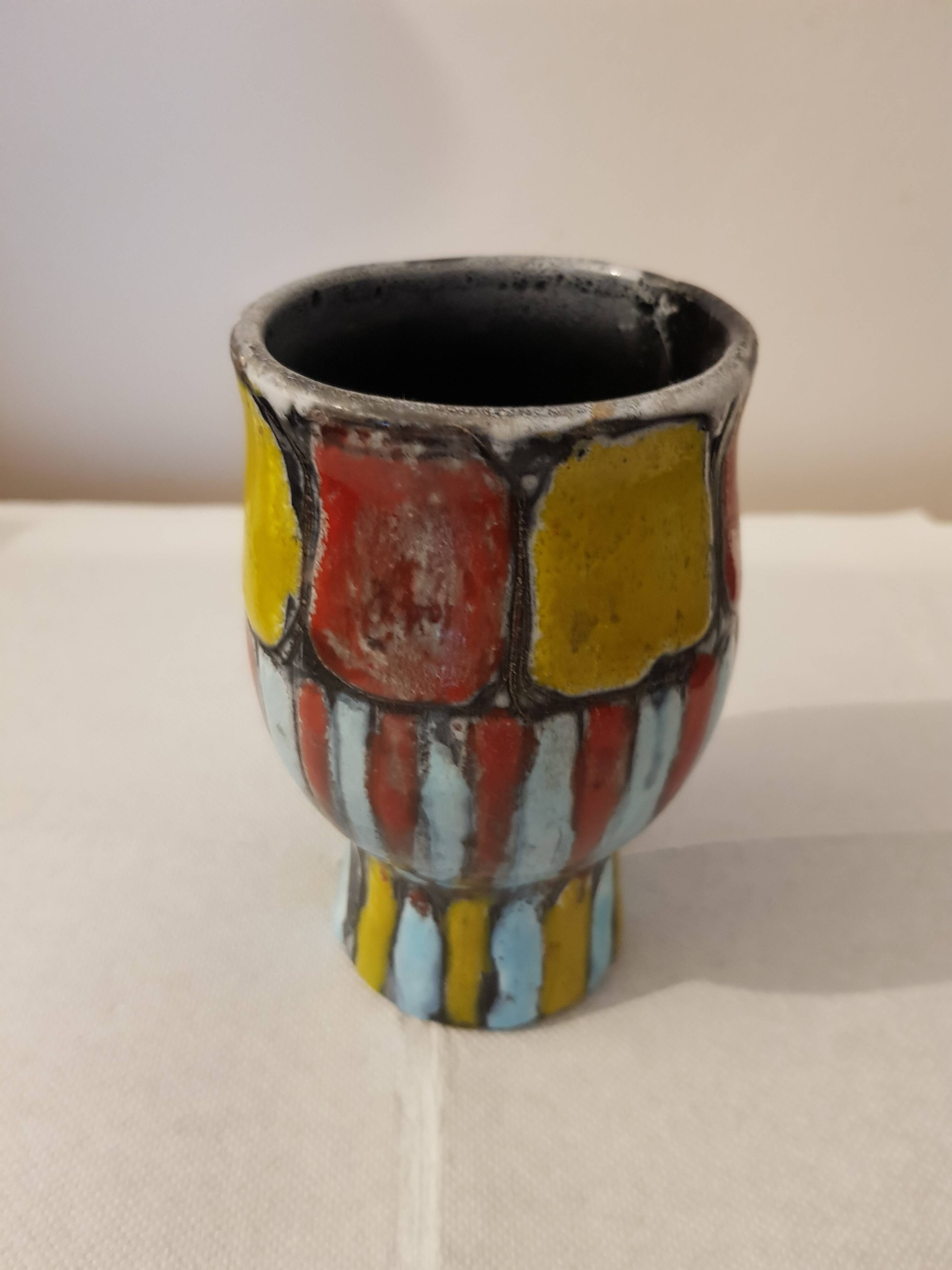 Enamelled vintage Vallauris vase